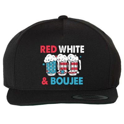 Red White And Boujee Retro 4th Of July Drinking Wool Snapback Cap