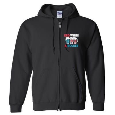 Red White And Boujee Retro 4th Of July Drinking Full Zip Hoodie