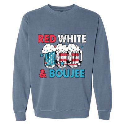 Red White And Boujee Retro 4th Of July Drinking Garment-Dyed Sweatshirt