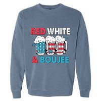 Red White And Boujee Retro 4th Of July Drinking Garment-Dyed Sweatshirt