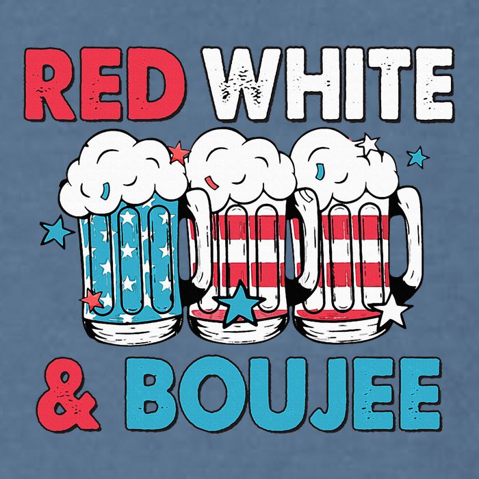 Red White And Boujee Retro 4th Of July Drinking Garment-Dyed Sweatshirt