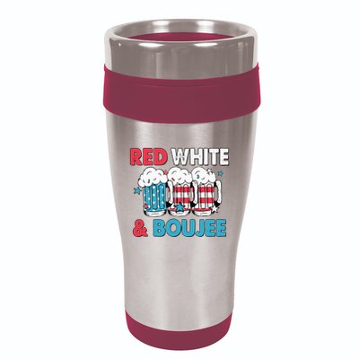 Red White And Boujee Retro 4th Of July Drinking 16oz Travel Tumbler