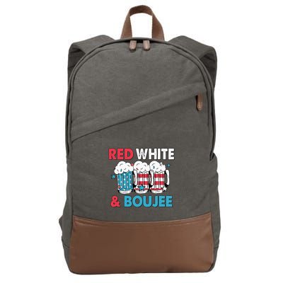 Red White And Boujee Retro 4th Of July Drinking Cotton Canvas Backpack