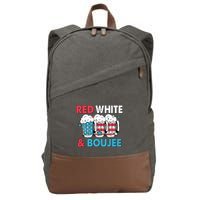 Red White And Boujee Retro 4th Of July Drinking Cotton Canvas Backpack