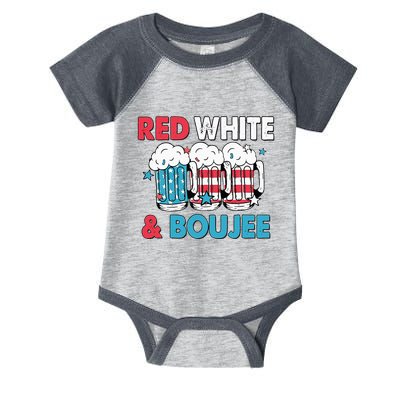 Red White And Boujee Retro 4th Of July Drinking Infant Baby Jersey Bodysuit
