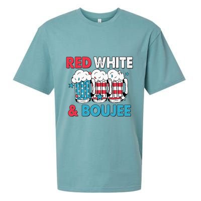 Red White And Boujee Retro 4th Of July Drinking Sueded Cloud Jersey T-Shirt