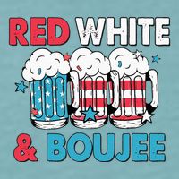 Red White And Boujee Retro 4th Of July Drinking Sueded Cloud Jersey T-Shirt