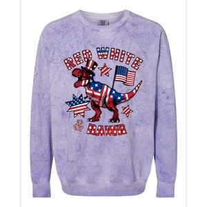 Red White And Rawr America Patriotic Colorblast Crewneck Sweatshirt