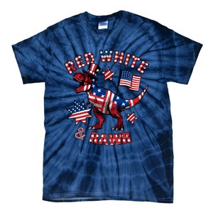 Red White And Rawr America Patriotic Tie-Dye T-Shirt