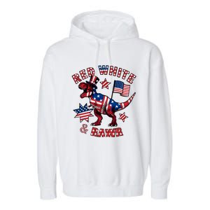 Red White And Rawr America Patriotic Garment-Dyed Fleece Hoodie