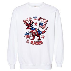 Red White And Rawr America Patriotic Garment-Dyed Sweatshirt