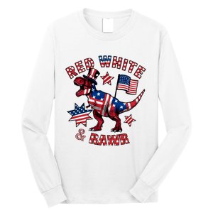 Red White And Rawr America Patriotic Long Sleeve Shirt