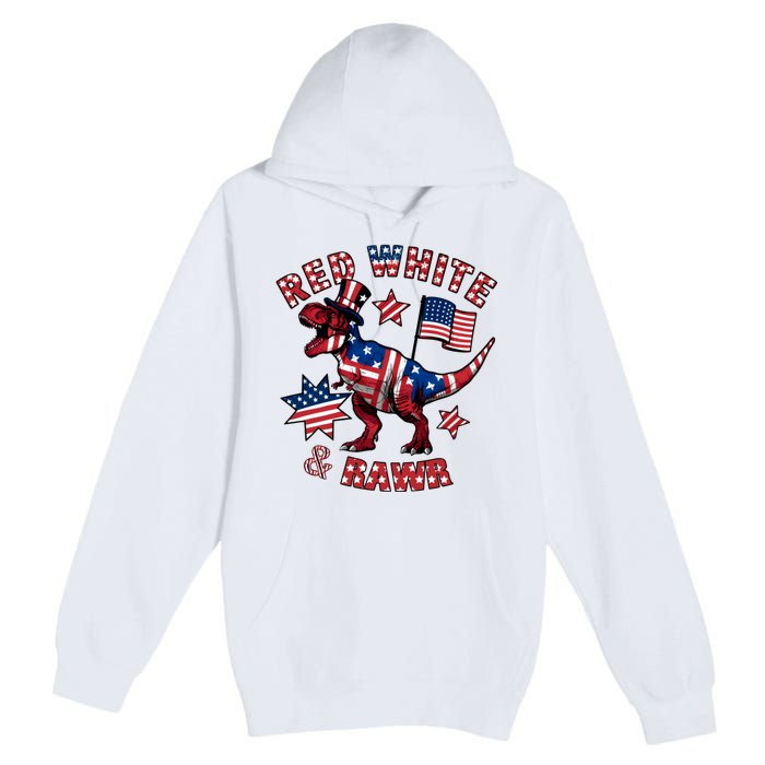 Red White And Rawr America Patriotic Premium Pullover Hoodie