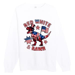 Red White And Rawr America Patriotic Premium Crewneck Sweatshirt