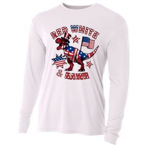 Red White And Rawr America Patriotic Cooling Performance Long Sleeve Crew