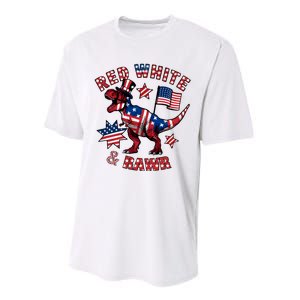 Red White And Rawr America Patriotic Performance Sprint T-Shirt