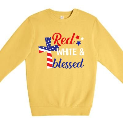 Red White And Blessed Gift 4th Of July Cute Patriotic Americ Gift Premium Crewneck Sweatshirt