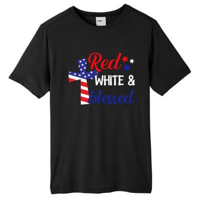 Red White And Blessed Gift 4th Of July Cute Patriotic Americ Gift Tall Fusion ChromaSoft Performance T-Shirt