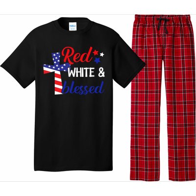 Red White And Blessed Gift 4th Of July Cute Patriotic Americ Gift Pajama Set