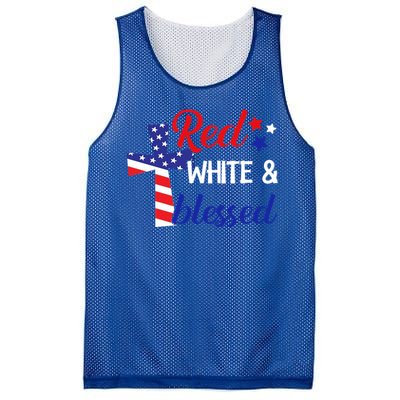 Red White And Blessed Gift 4th Of July Cute Patriotic Americ Gift Mesh Reversible Basketball Jersey Tank