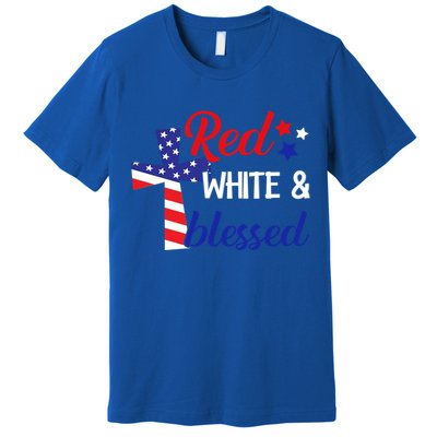 Red White And Blessed Gift 4th Of July Cute Patriotic Americ Gift Premium T-Shirt