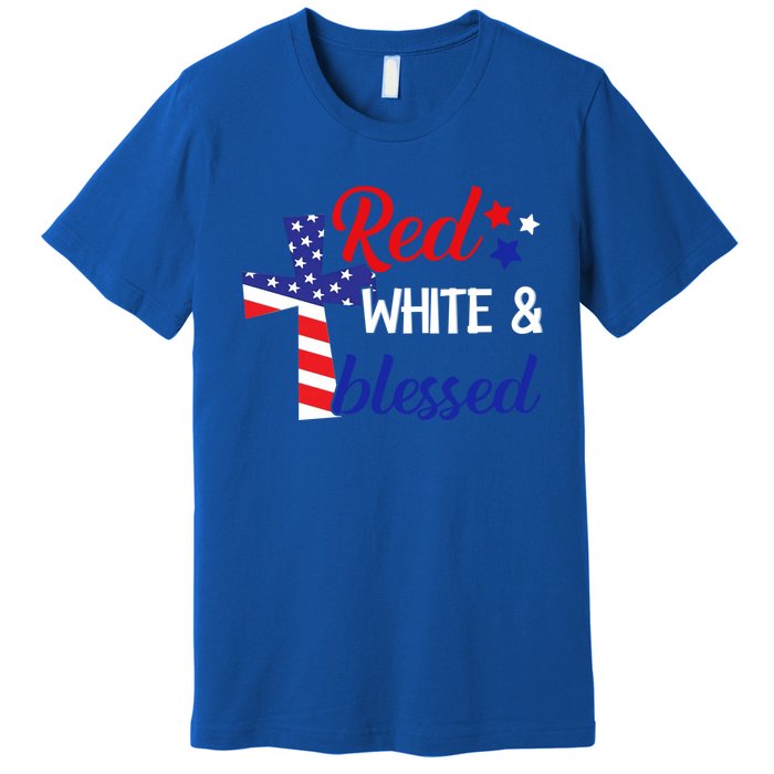 Red White And Blessed Gift 4th Of July Cute Patriotic Americ Gift Premium T-Shirt