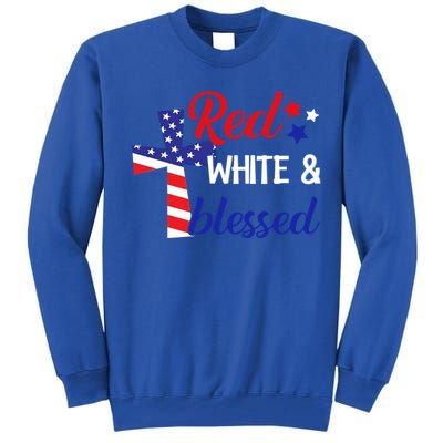 Red White And Blessed Gift 4th Of July Cute Patriotic Americ Gift Tall Sweatshirt