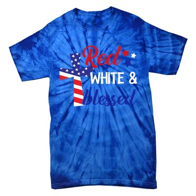 Red White And Blessed Gift 4th Of July Cute Patriotic Americ Gift Tie-Dye T-Shirt