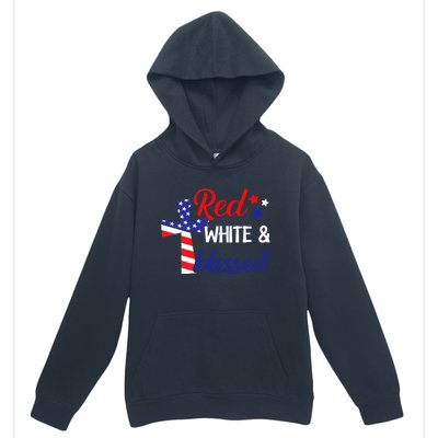 Red White And Blessed Gift 4th Of July Cute Patriotic Americ Gift Urban Pullover Hoodie