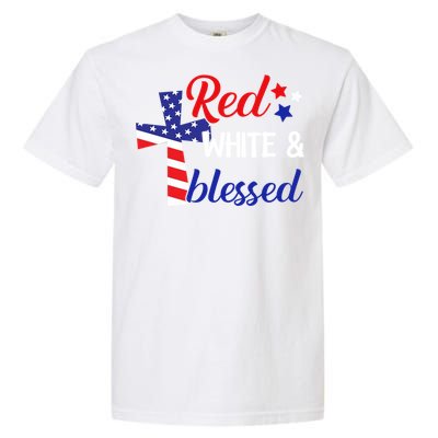 Red White And Blessed Gift 4th Of July Cute Patriotic Americ Gift Garment-Dyed Heavyweight T-Shirt