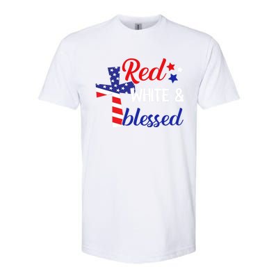 Red White And Blessed Gift 4th Of July Cute Patriotic Americ Gift Softstyle CVC T-Shirt