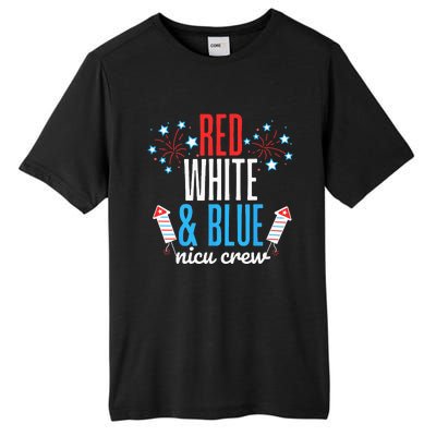 Red White And Blue Nicu Crew 4th Of July Neonatal Nurse Tall Fusion ChromaSoft Performance T-Shirt