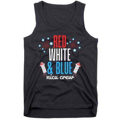 Red White And Blue Nicu Crew 4th Of July Neonatal Nurse Tank Top