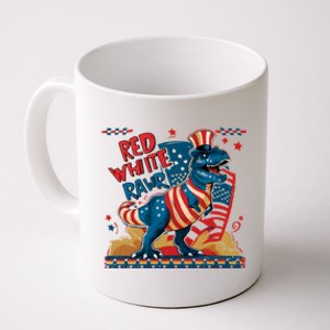 Red White And Rawr Patriotic Dinosaur Coffee Mug