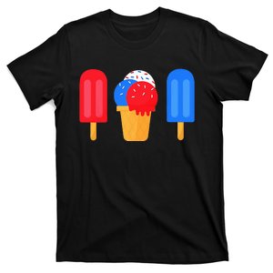 Red White And Blue For  4th Of July Ice Cream T-Shirt