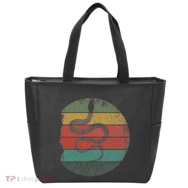 Retro Wild Animal Rainforest Zoo Keeper Pet Gift Snake Zip Tote Bag