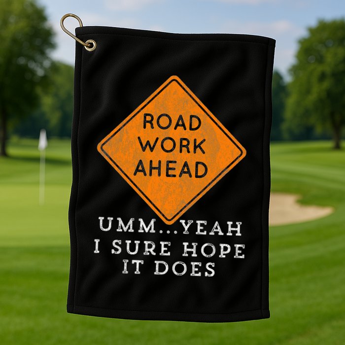 Road Work Ahead Sure Hope It Does Funny Meme Golf Towel
