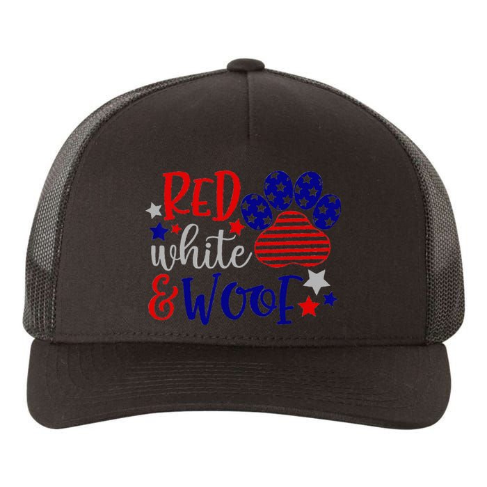 Red White And Woof Patriotic Dog Lover USA Flag 4th Of July Yupoong Adult 5-Panel Trucker Hat