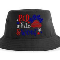 Red White And Woof Patriotic Dog Lover USA Flag 4th Of July Sustainable Bucket Hat