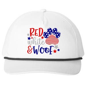 Red White And Woof Patriotic Dog Lover USA Flag 4th Of July Snapback Five-Panel Rope Hat