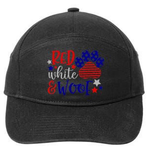 Red White And Woof Patriotic Dog Lover USA Flag 4th Of July 7-Panel Snapback Hat