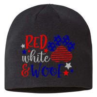 Red White And Woof Patriotic Dog Lover USA Flag 4th Of July Sustainable Beanie