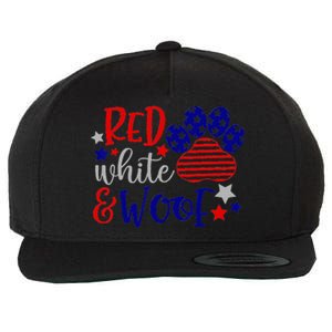 Red White And Woof Patriotic Dog Lover USA Flag 4th Of July Wool Snapback Cap