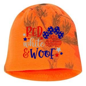 Red White And Woof Patriotic Dog Lover USA Flag 4th Of July Kati - Camo Knit Beanie