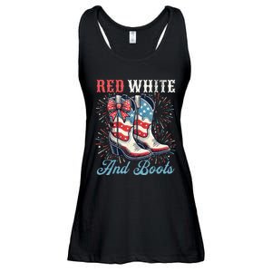 Red White And Boots Cute Coquette Cowgirl Independence Day Ladies Essential Flowy Tank