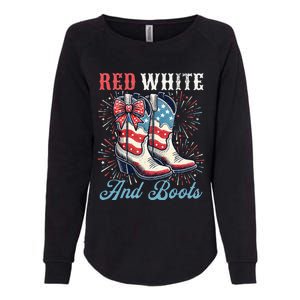 Red White And Boots Cute Coquette Cowgirl Independence Day Womens California Wash Sweatshirt