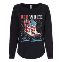 Red White And Boots Cute Coquette Cowgirl Independence Day Womens California Wash Sweatshirt