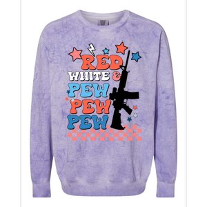 Red White And Pew Ar15 Funny Patriotic Gun 4th Amendment Colorblast Crewneck Sweatshirt