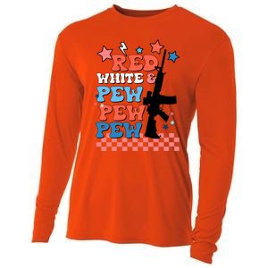 Red White And Pew Ar15 Funny Patriotic Gun 4th Amendment Cooling Performance Long Sleeve Crew