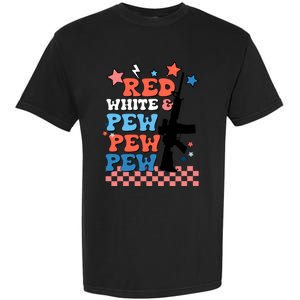 Red White And Pew Ar15 Funny Patriotic Gun 4th Amendment Garment-Dyed Heavyweight T-Shirt